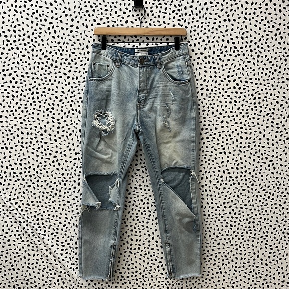 One Teaspoon High Waist Freebird Distressed Jeans - Picture 1 of 9